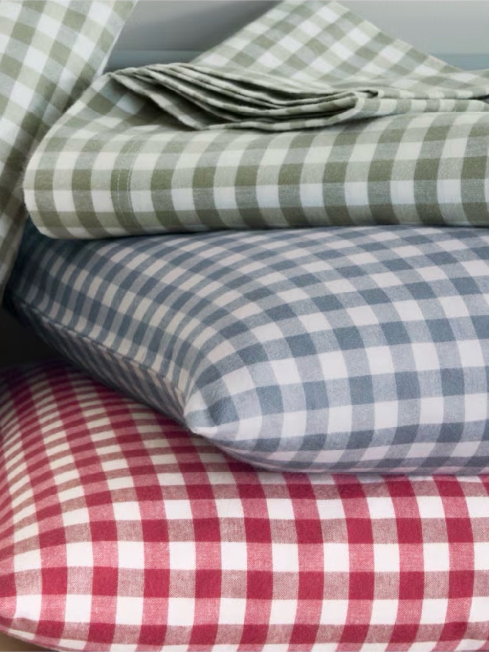 NIB Garnet Hill Gingham Blue Twfl 0265 Twin Percal Flat Sheet